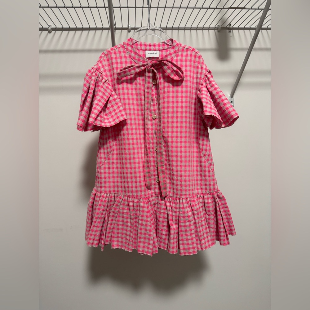 Unlabel Pink/Grey Checks Pearl Dress Size 4